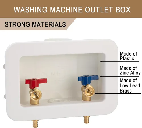 Vista 4 de [1 unidad] Lingmfg Caja de salida para lavadora PEX-B crimpado con drenaje central de 2 pulgadas, crimpado PEX-B de 1/2 pulgada, conexión mangueras