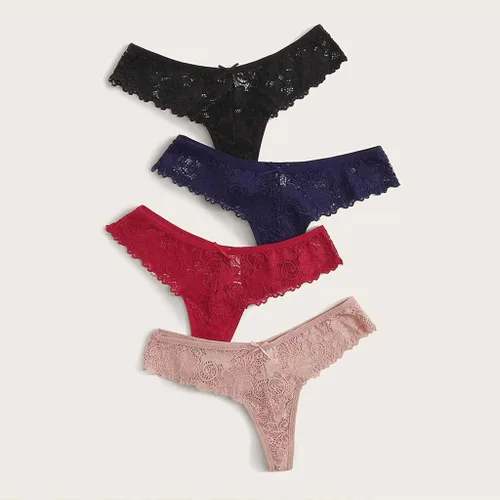 Vista 4 de Tangas de algodón para mujer bragas cruzadas con espalda en V transpirables con encaje en V ropa interior elástica tangas en T