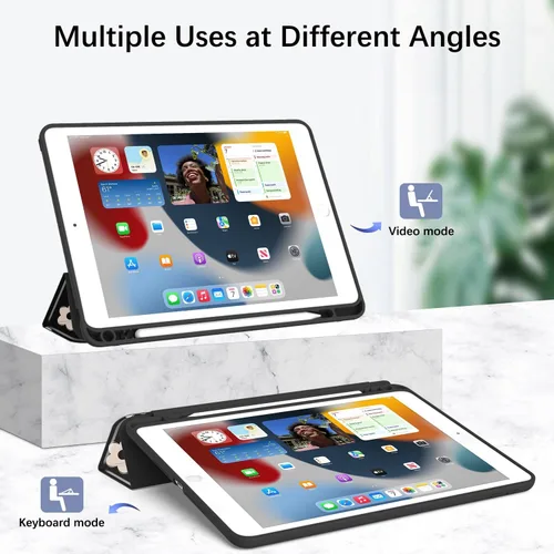 Vista 4 de Funda para iPad de 6ª/5ª generación de 9.7 pulgadas (2018/2017), iPad Air 2 y 1 (2014/2013), funda protectora con soporte para lápices, funda
