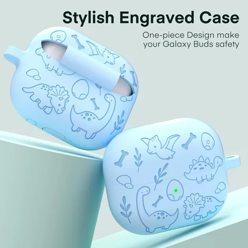 Vista 3 de Maxjoy Funda compatible con Samsung Galaxy Buds 3 Pro / Galaxy Buds 3 (2024), funda protectora de silicona grabada para Galaxy Bud 3 para mujeres