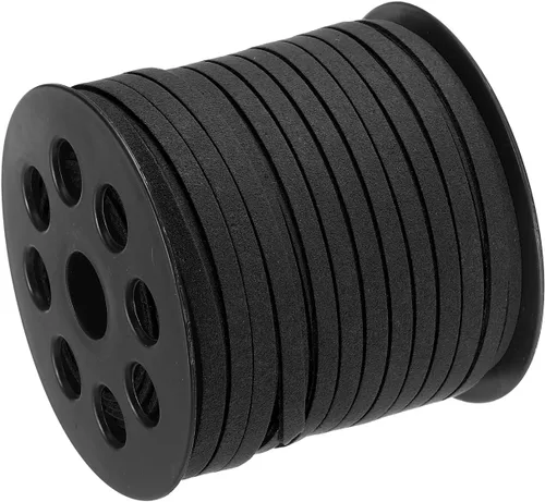 Vista 20 de uxcell Cordón de gamuza, 49.21 yardas, 0.197 in, cuerda plana de hilo de cuero para bolso, bolso, cordones de zapatos, manualidades, fabricación