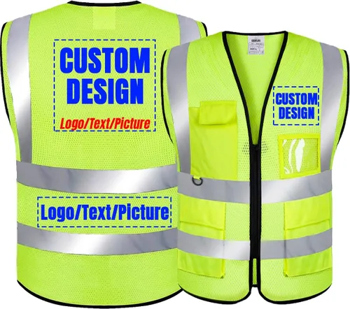 Vista 8 de BeautyWill Chaleco de Seguridad con Logo Personalizado Clase 2 Chaleco Reflectante de Alta Visibilidad Chaleco de Construcción Transpirable