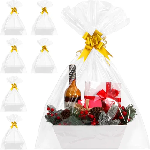 Vista 19 de Paquete de 10 cestas doradas vacías para regalos