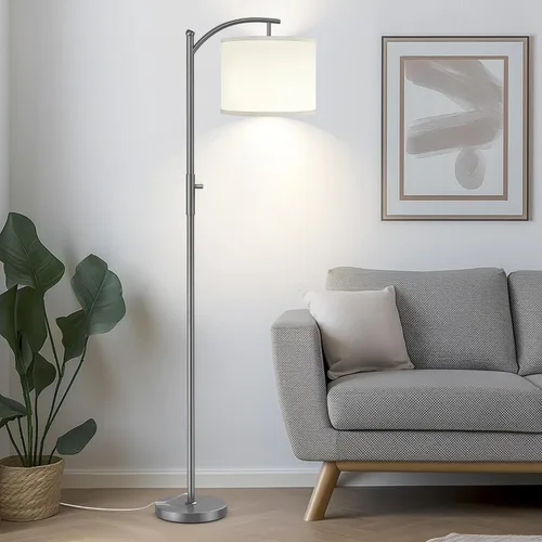 Vista 10 de ROTTOGOON Lámpara de pie regulable, lámparas de pie de arco para sala de estar, lámpara de pie moderna de atenuación continua con pantalla de lino