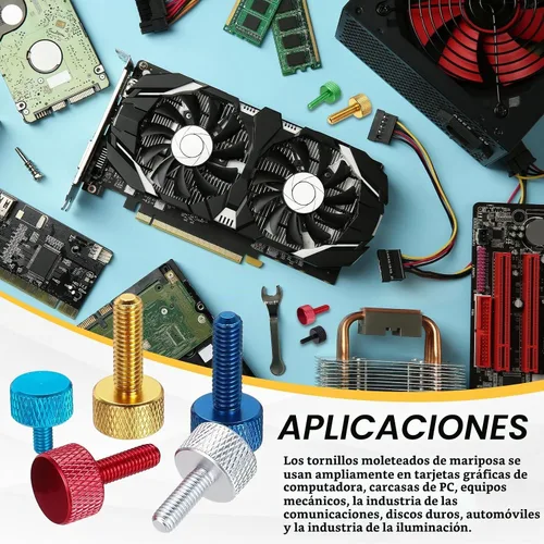 Vista 76 de MECCANIXITY 5 piezas M6x14mm Tornillos de pulgar estriado de cabeza plana, pernos de rosca completa de aleación de aluminio sólido para carcasas