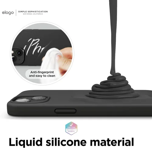 Vista 4 de elago Funda de silicona líquida prémium para iPhone 13 Mini, color negro