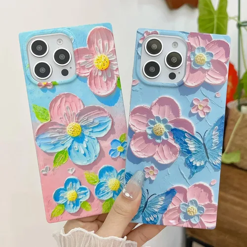 Vista 2 de Funda de silicona suave compatible con iPhone 17 de 6.3 pulgadas, funda protectora de silicona suave para mujer (mariposa azul)