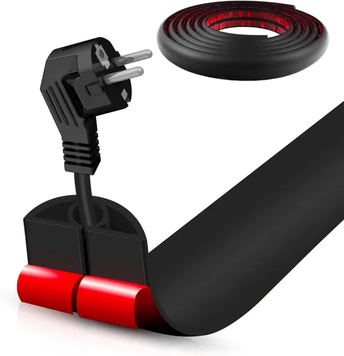 Vista 63 de Cubierta autoadhesiva para cables de suelo, gestión de cables de 3.3 pies, protector de tira de extensión para cables, evita tropiezos de cables