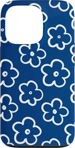 Vista 10 de Lindo patrón de flores silvestres azul marino y blanco floral caso para iPhone 17