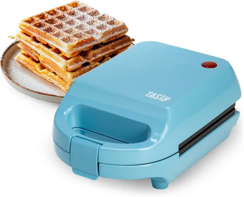 Vista 11 de Tasty Mini - Gofrera antiadherente, perfecta para gofres individuales, hash browns, brownies y más, resultados rápidos, fácil de limpiar, 600W, Agua