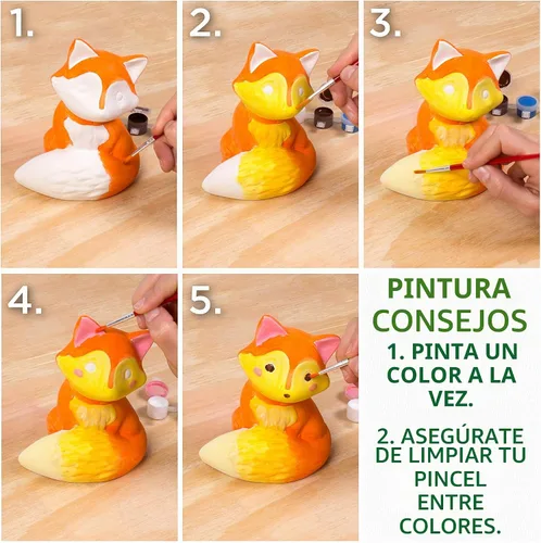 Vista 3 de Creative Roots Pinta tu propio zorro, zorro de bricolaje, juego de pintura para niños, creatividad para niños, kit de pintura de cerámica