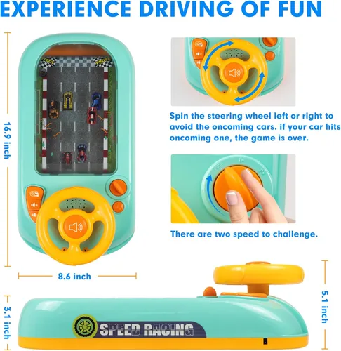 Vista 3 de Volante musical de juguete para niños de 4 a 6 años: juego de carreras de conducción simulada para niños con sonido a partir de 3 años, camión