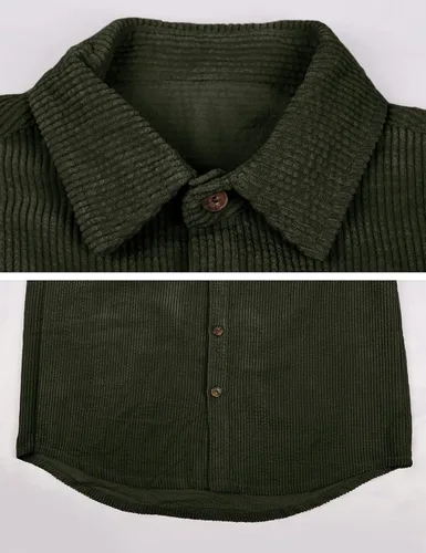 Vista 4 de Lentta Camisas de pana para hombre con cuello de solapa y botones