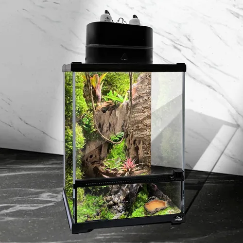 Vista 7 de Lámpara de doble cúpula profunda para reptiles, máximo 150 W, lámpara UV, tapa de lámpara doble para terrario de reptiles con dos interruptores