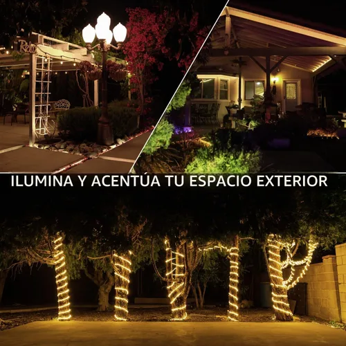 Vista 8 de Cuerda de luces LED de 10 pies, permanente, impermeable, conectable, flexible, con tubo de PVC transparente, certificado ETL, iluminación festiva