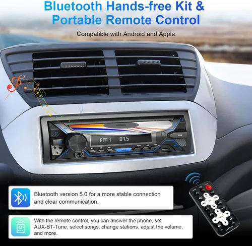 Vista 13 de Estéreo de coche Bluetooth de un solo dinar con reproductor de CD y DVD, radio DIN simple con reproducción de tarjetas Bluetooth AM/FM AUX/USB/SD