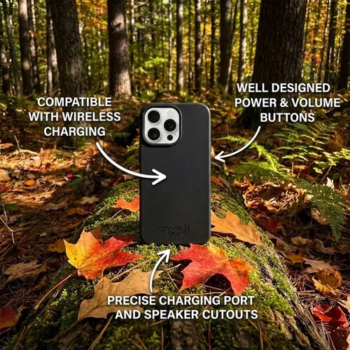 Vista 4 de Eco by GranolaGear - Funda ecológica para iPhone 15, biodegradable, compostable, sin plástico, hecha de plantas, nieve alpina
