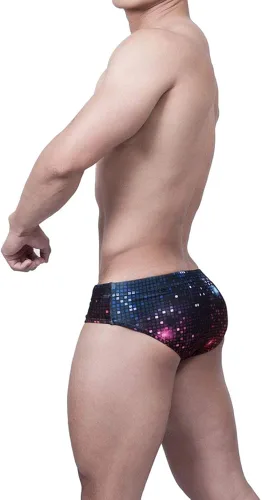 Vista 4 de UXH Traje de baño para hombre, con relleno, sexy, para natación, playa, surf, natación, traje de baño