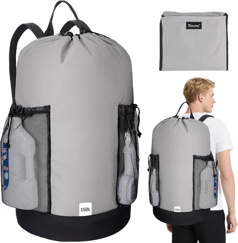 Vista 19 de BALEINE Mochila Bolsa de Lavandería de 120L, Tela Oxford 900D Bolsas Grandes de Lavandería de Viaje con Correas para el Hombro y 2 Bolsillos