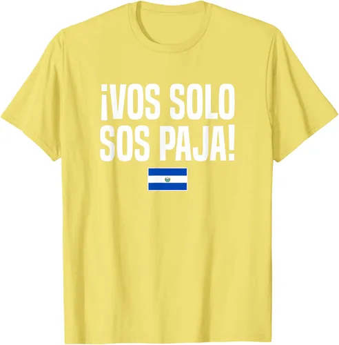 Vista 41 de Camiseta Vos Solo Sos Paja Salvadoran Slang Bandera de El Salvador, Negro