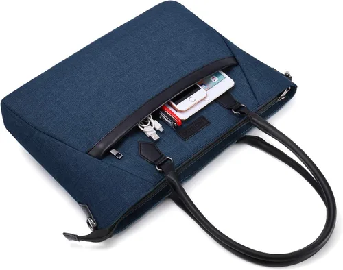 Vista 5 de MOSISO Bolsa de mano para laptop (17-17.3 pulgadas) con bolsillo trapezoidal frontal, verde azulado profundo