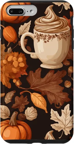 Vista 12 de Warm Autumn Stylish Coffee Cup Design - Fall Leaves Pattern Case for iPhone 17