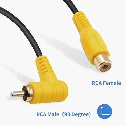 Vista 2 de Duttek Cable de extensión RCA de 90 grados, cable RCA de subwoofer chapado en oro de 24 quilates, cable de audio RCA macho a hembra, compatible
