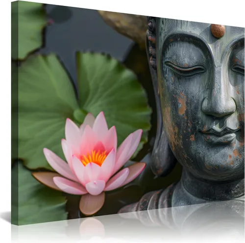 Vista 27 de NAN Wind 5 piezas de lienzo de flor de loto zen de Buda Zen, decoración espiritual para meditación, decoración pacífica del hogar, simbolismo