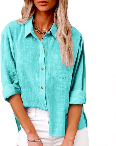 Vista 105 de SMIDOW Camisa de algodón y lino con botones para mujer