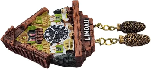 Vista 2 de Lindau Baviera Alemania - Reloj de cuco para nevera, imán 3D, recuerdo de viaje, decoración de nevera, calcomanía magnética, colección