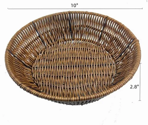 Vista 2 de Cestas de frutas Cesta de pan de mimbre, alimentos de mesa tejidos para servir frutas, verduras, cesta de servicio de restaurante