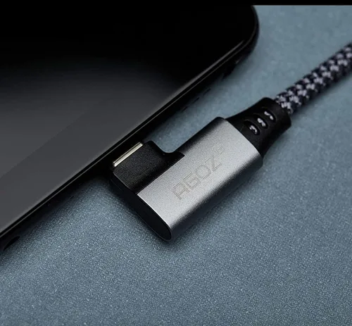 Vista 6 de AGOZ Cable USB 3.0 de 5 amperios tipo USB-C a USB-C en ángulo recto, cable de 90 grados, cargador rápido para Samsung Galaxy S25 S24 S23 S22 S21 A14