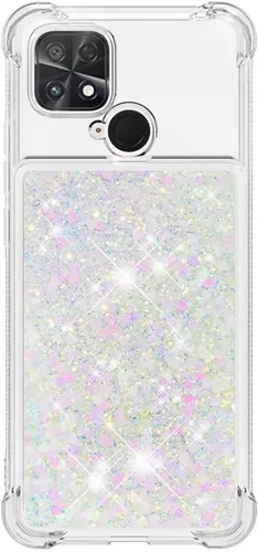Vista 93 de Funda de silicona transparente con purpurina para Xiaomi Redmi A1 Bling Liquid Clear Star Heart Silicone Bumper a prueba de golpes, funda Azul