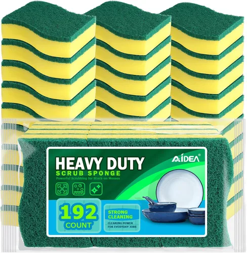 Vista 8 de AIDEA Esponjas de cocina, paquete de 24 esponjas de platos resistentes, esponja de limpieza para el hogar y la cocina, suministros de limpieza sin