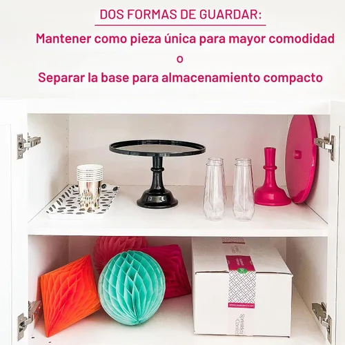 Vista 6 de [Usado] Soporte de plástico negro de 11 pulgadas para tartas Soporte de melamina para pasteles de boda Bonitos soportes para pasteles para mesa