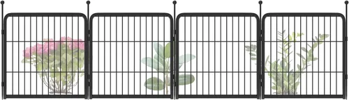 Vista 37 de FXW Valla de jardín al aire libre para el patio, 17 pulgadas de alto x 29.3 pies de largo, barrera de metal resistente para animales, para perros