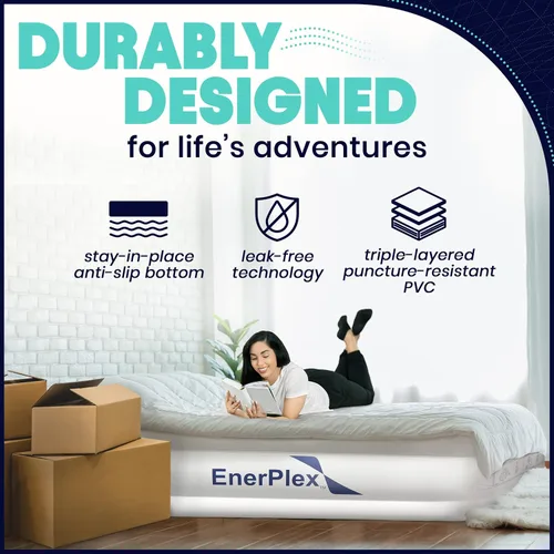 Vista 6 de EnerPlex Colchón de Aire con Bomba Incorporada - Colchón Hinchable Autoinflable con Soporte para el Cuello - Cama de Aire Inflable para Viajes