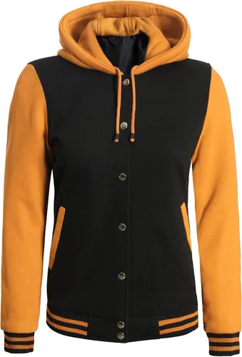 Vista 3 de Decrum Chaqueta Varsity con capucha para mujer, chaquetas ligeras Letterman Highschool Baseball Bomber para mujer