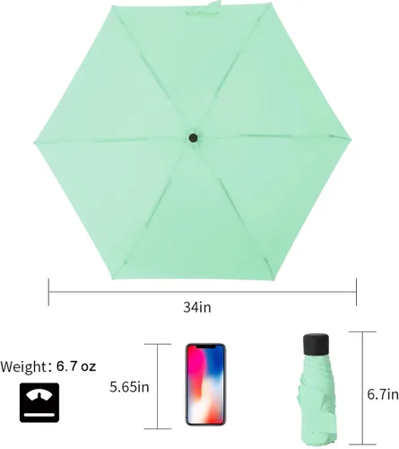 Vista 3 de GAOYAINIG - Mini paraguas pequeño con estuche de diseño ligero y compacto, perfecto para viajes, sombrilla portátil ligera para exteriores