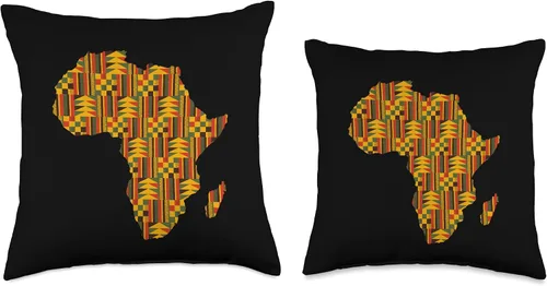 Vista 3 de African Family Kente Clothing for Men women Kids Kente African Pride - Almohada tradicional con diseño étnico de mapa de África, 16 x 16 pulgadas