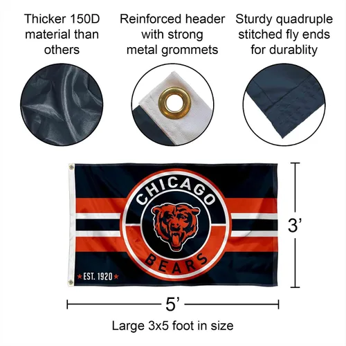 Vista 2 de WinCraft Bandera grande con logotipo de Chicago Bears de 3 x 5