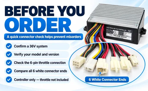 Vista 6 de Controlador de 36V para Razor MX500 - Módulo de control de repuesto premium para MX500 (V21+), MX650 (V14+), McGrath SX500, EcoSmart Electric