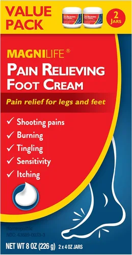 Vista 3 de MagniLife Crema para el Alivio del Dolor de Pie, 2 frascos de 4 oz, Alivio Suavizante para la Sensibilidad, Dolor, Ardor, Hormigueo, Picazón
