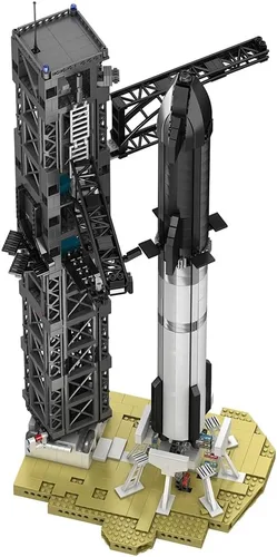 Vista 4 de Space Rocket - Juego de bloques de construcción de 1778 piezas con almohadilla de lanzamiento, modelo de cohete de exhibición coleccionable, regalo