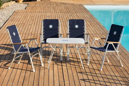 Vista 2 de Mesa de barco plegable de 34.7 x 20 x 24.02 pulgadas de altura, muebles de cubierta de yate de aluminio marino M250