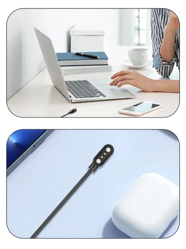 Vista 7 de [Paquete de 2] para Yoever IDW28 Fitness Tracker Smartwatch Cable de carga USB magnético, cargador de cable de 2 pines para reloj inteligente.