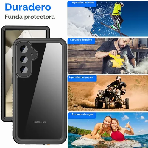 Vista 3 de AICase para Samsung Galaxy S24 Funda impermeable transparente con protector de pantalla incorporado, a prueba de nieve, polvo, golpes, certificación