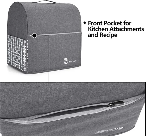 Vista 7 de Yarwo - Cubierta para mezclador compatible con KitchenAid de 4,5 qt y todos los modelos de 5 qt, cubierta protectora contra el polvo con asa Gris