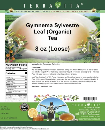 Vista 3 de Gymnema Sylvestre Leaf (Orgánico) Té (Suelto) (8 oz, ZIN: 511809)