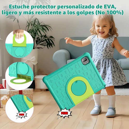 Vista 5 de PRITOM Tableta para niños, tableta de 10 pulgadas para niños, 64 GB Verde
